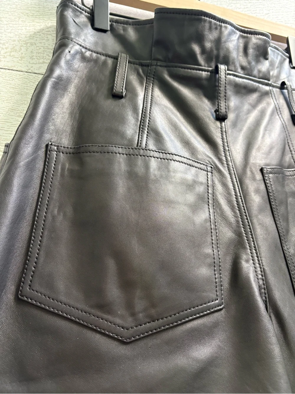 Marissa Webb Dixon Black Lamb Leather Paper Bag Shorts Size 6